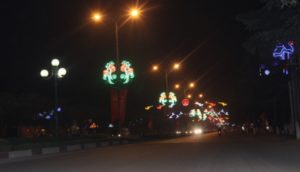Hoa văn trang trí cột điện dùng đèn led thành phố Vĩnh Yên